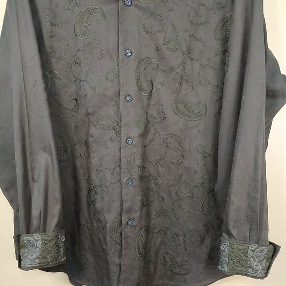 ROBERT GRAHAM WESTPORT EXCLUSIVE EMBROIDERED PAISLEY BLACK FLIP CUFF SHIRT XL - Picture 2 of 10